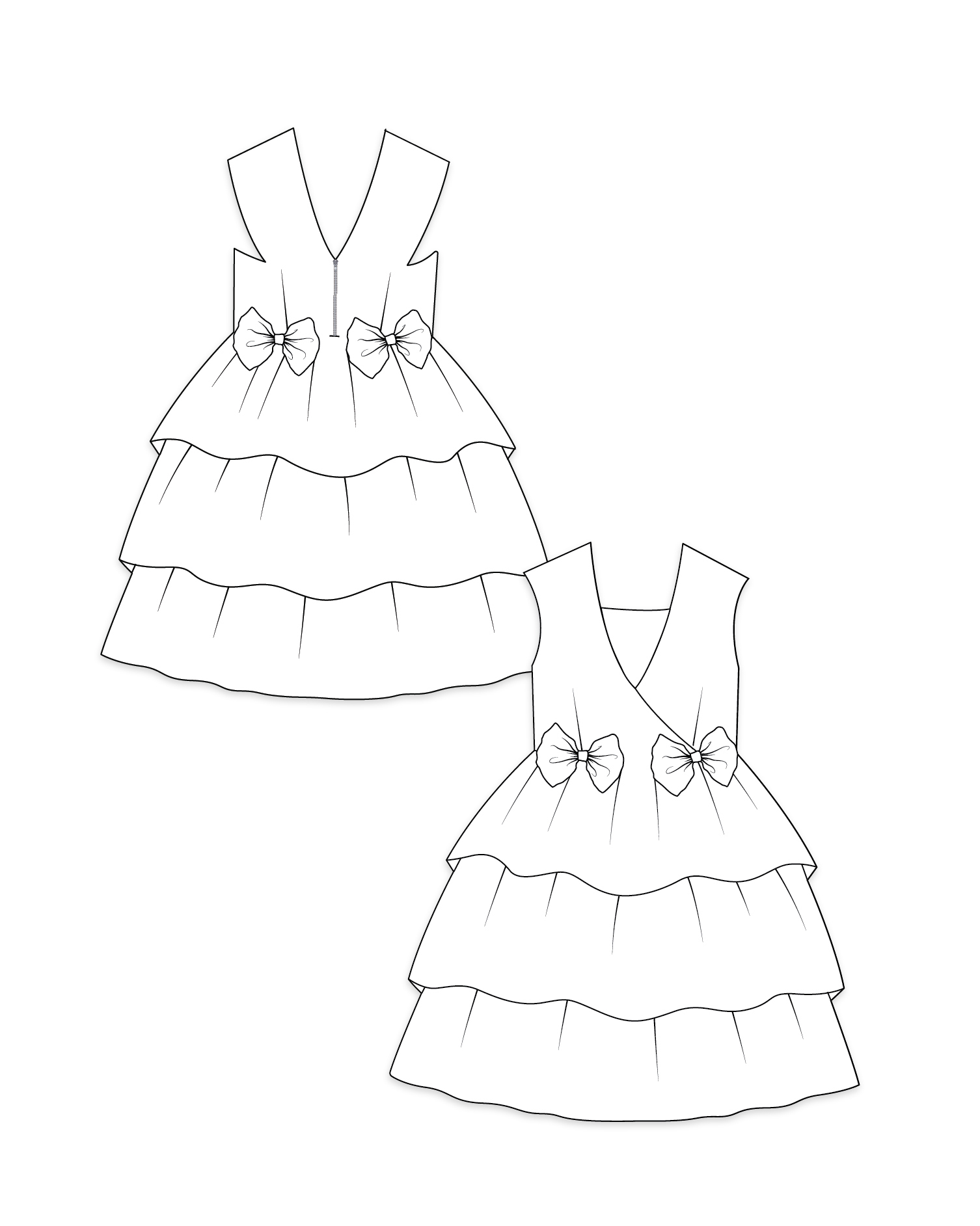 Arrofa Tiered Dress paper dolls