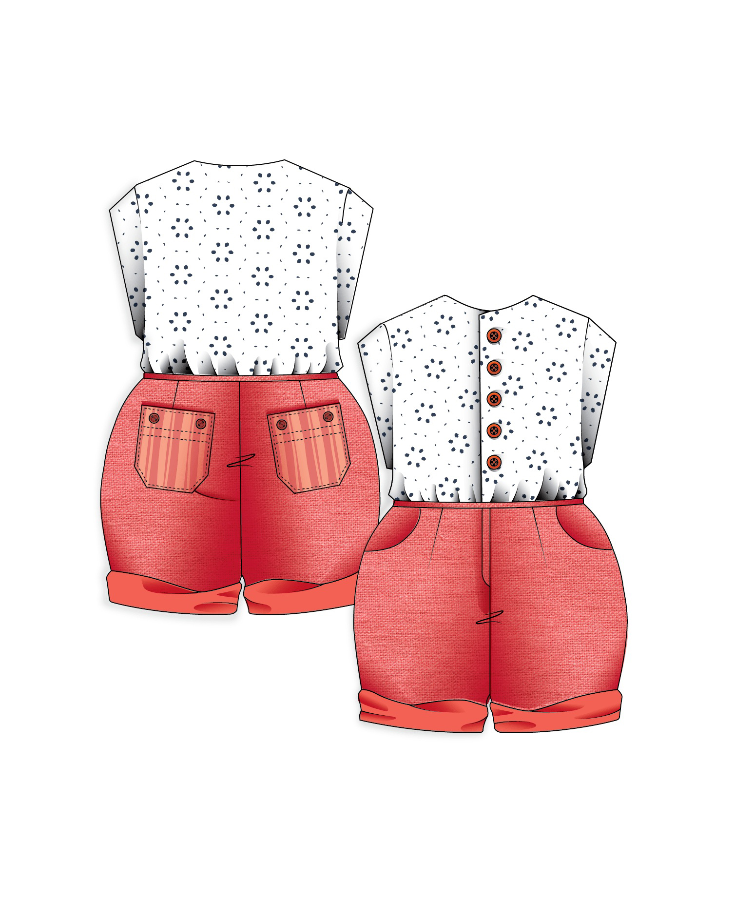 Forbearance Bermuda Shorts Set paper dolls