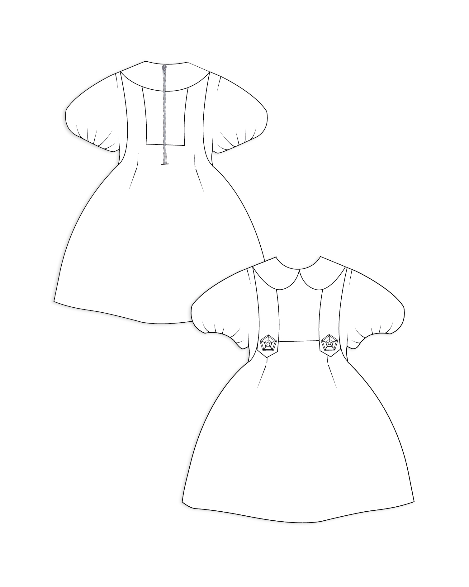Anitcha Puff Sleeve Dress paper dolls