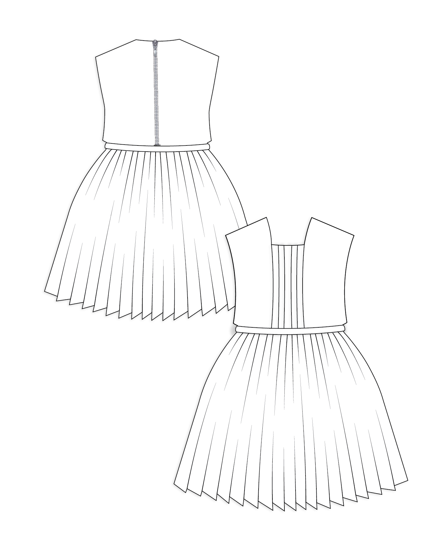 Fedora Pleated Skirt paper dolls