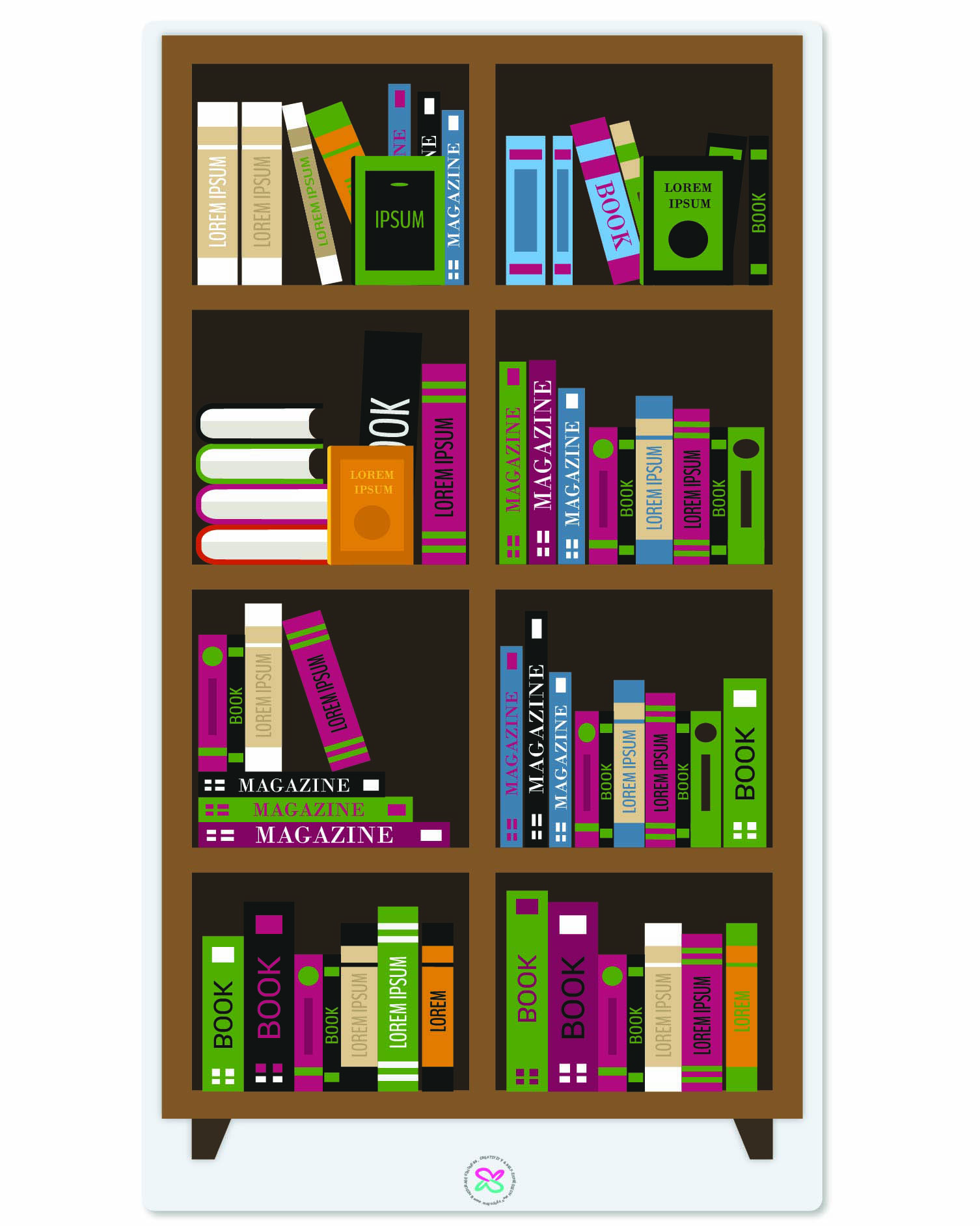 Brown Book Shelf paper dolls