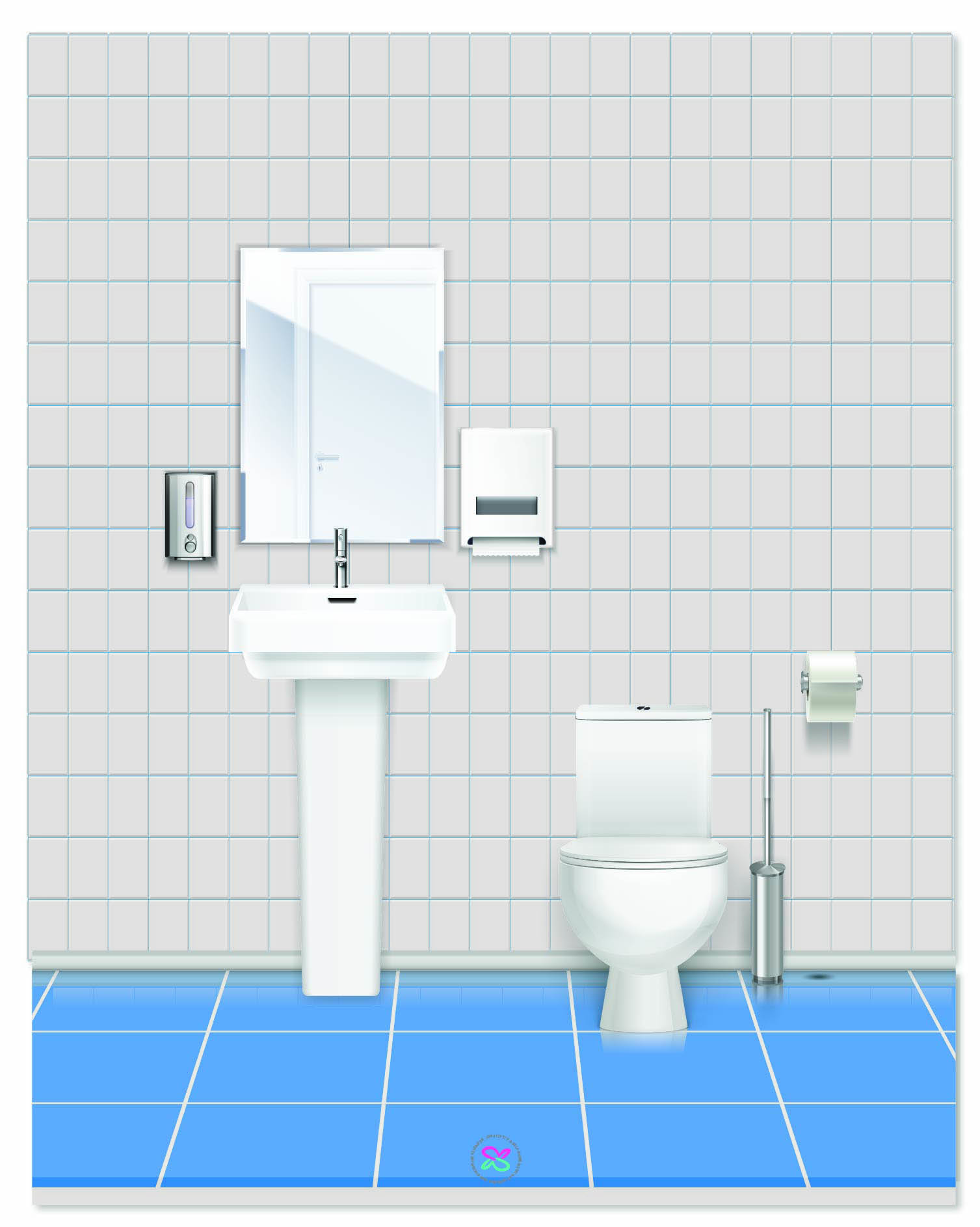 Megadolls White Wall Bath paper dolls