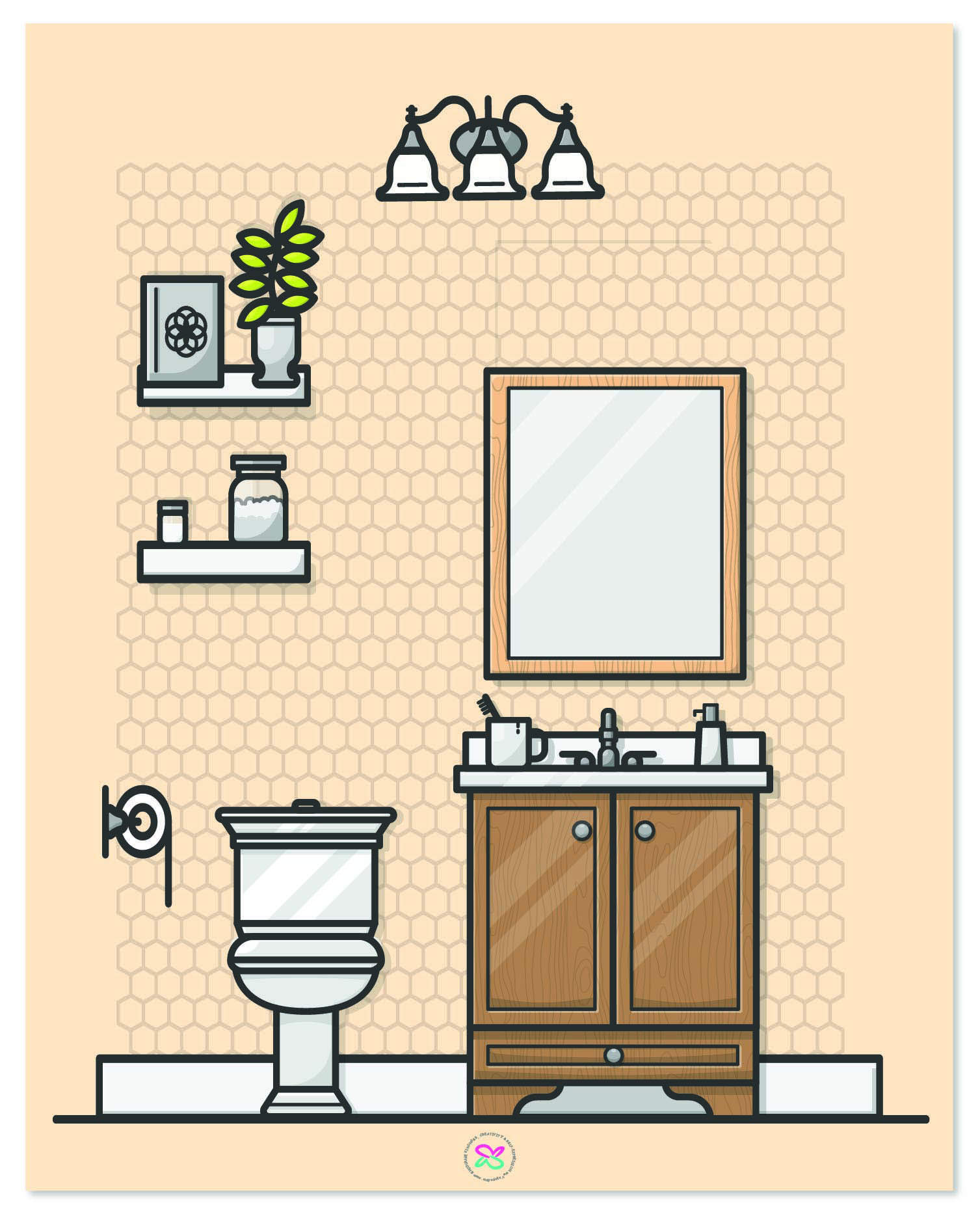 Megadolls Brown Wall Bath paper dolls