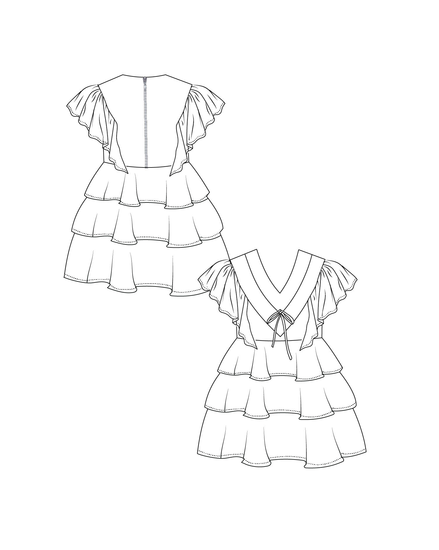 Dakota Tiered Mini Dress paper dolls